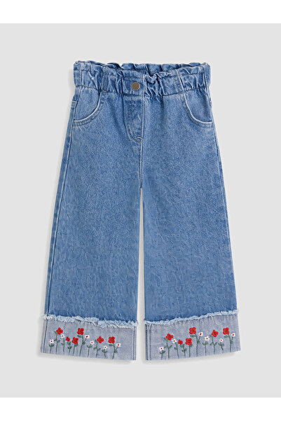 LC Waikiki Two Mt Shop Quality Lcw Kids Indigo Embroidered Girls' Jean Pants