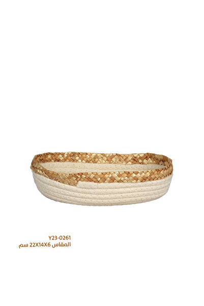 Generic Brand سلة خوص بيضاوي عميق - صغير - أبيض