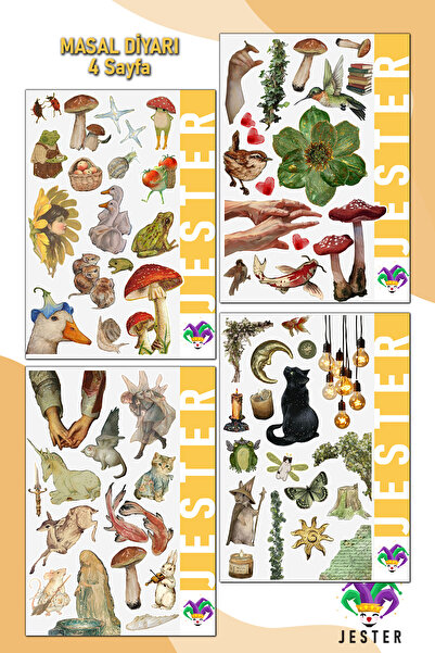 Jester Masal Diyarı 4 SAYFA Sticker, Çıkartma, Günlük, Ajanda, Planlayıcı, Bu...