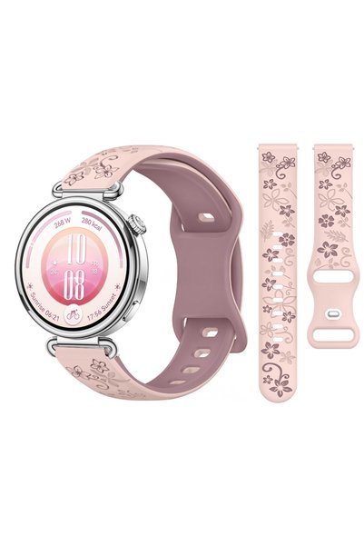 Sneezy Huawei Watch GT7 41mm Uyumlu FloraFlex Çiçek Desenli Yumuşak Soft Sili...