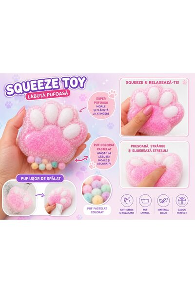 OEM Squeeze Toy Labuta cu accesorii, puf si bilute pufoase, puful se poate sp...