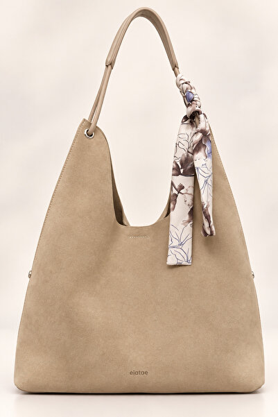 ELATAE Women's Shoulder Bag Genuine Suede Leather Large Size Shopper Large Vo...