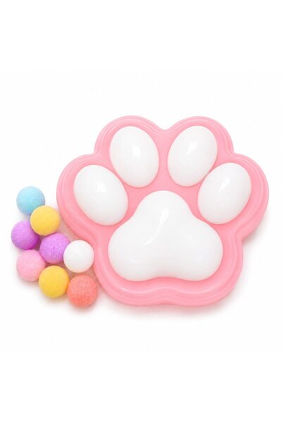 OEM Squeeze Toy, forma labuta, cu bilute pufoase decorative, 7x6 cm, roz