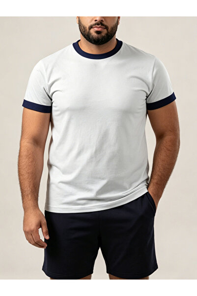 Take Two By Styli Plus Size White Ringer T-Shirt with Contrast Trims