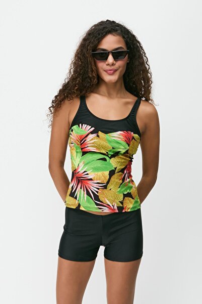 C&City Set tankini cu pantaloni scurți - Negru/Multicolor 7757