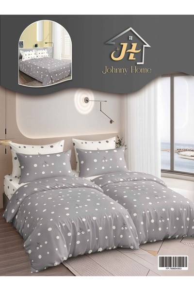 Pucioasa Home Lenjerie de pat cu 2 pilote, 7 piese, 160x220 cm – Gri si alb c...