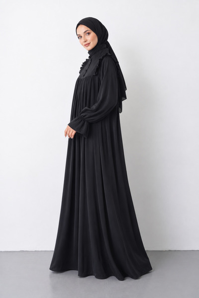 WE&ME Rochie maxi lungă, confortabilă, cu nasturi, cu volane, pentru femei