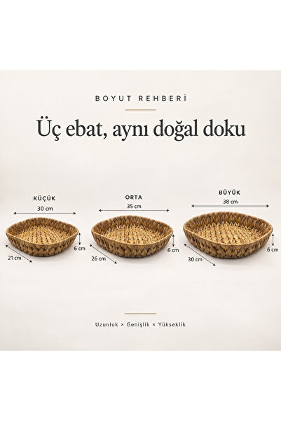 Hasır Örgü Ekmeklik ve Çok Amaçlı Düzenleyici Sepet – Tekli ve 3’lü Set Seçenekli