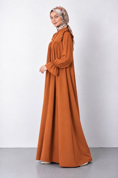 WE&ME Rochie maxi lungă, confortabilă, cu nasturi, cu volane, pentru femei