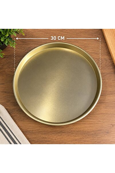 rozemara Gold Tepsi-Kahvaltı Ve Sunum Tepsisi-Metal Dekoratif Tepsi