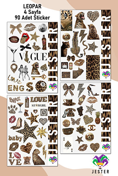 Leopar 4 SAYFA Sticker, Çıkartma, Günlük, Ajanda, Planlayıcı, Bullet, Journal, Scrapbook