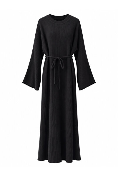 Retrobird Maribel Kemer Lace-Up Maxi Πλεκτό Φόρεμα Γυναικείο Μαύρο