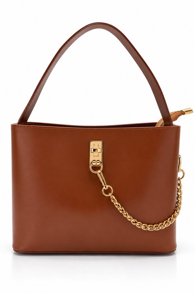 Sellini Women's Rovelle Chain Detailed Tan Shoulder and Handbag
