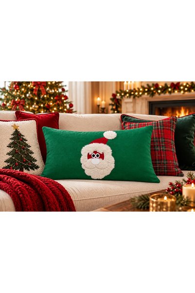 desicap Christmas Themed Decorative Throw Pillow Cover with Applique and Plush Detail 30 × 50 cm 1 Piece