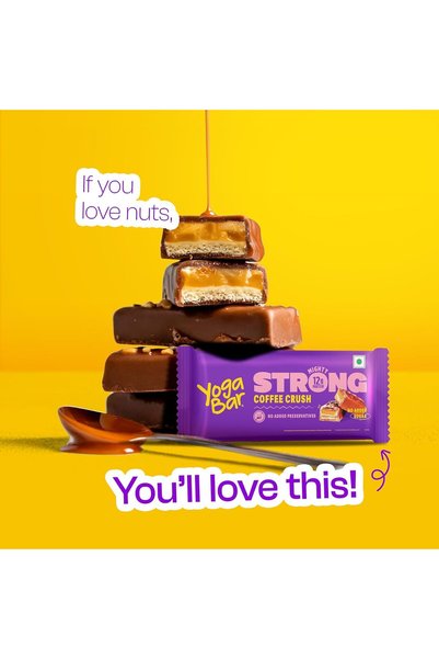 YOGA BAR Yogabar Strong Coffee Crush Mighty Protein Bar 50g – Coffee Flavour, High Protein Snack, Convenient On-the-Go Energy Bar