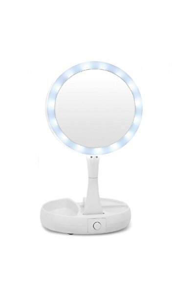 OEM Round makeup mirror, foldable, with LED, white