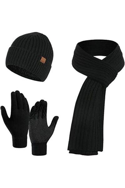 NALACAL 3Pcs Winter Beanie Hat Scarf Gloves Set, Set for Men Womens Ski Cap T...