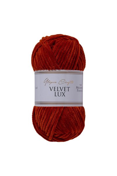 Utopia Crafts Velvet Lux 100gr Kadife Örgü İpi 110m - Koyu Turuncu
