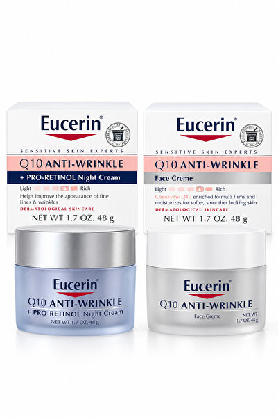 Eucerin كريم الوجه النهاري المضاد للتجاعيد كيو 10 من يوسيرين + ليلي 1.7 اونصة عبوة قطعتين