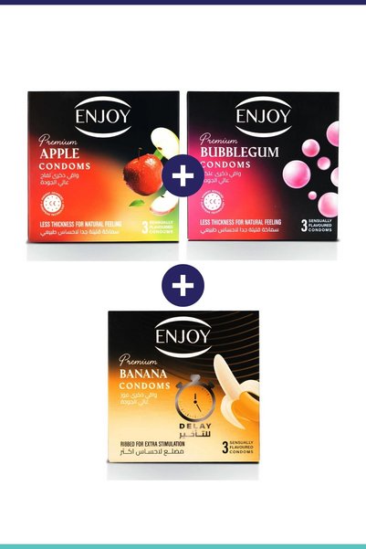 Enjoy Injoy Premium Assortment 3 Boxes X 3 Pieces (Apple + Chewing Gum + Dela...