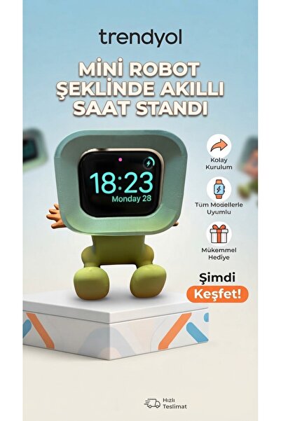 ThrAiD Akıllı Saat Şarj Standı - Sevimli Mini Robot Figürlü Watch a Uygun Şarj Stant