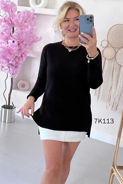 İnce Topuk Ribbed Knitwear Blouse 7K113