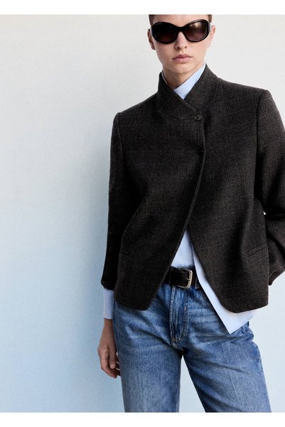 MANGO Woman Yün dik yaka blazer ceket