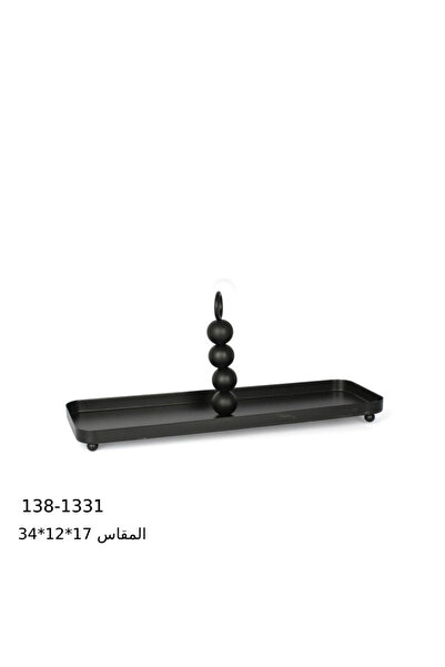 Generic Brand استاند تقديم بيضوي - أسود - 34×12×17 سم