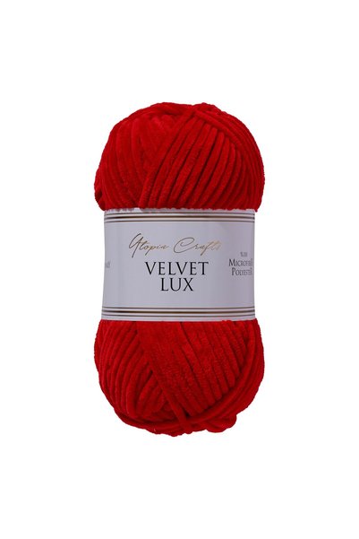 Utopia Crafts Velvet Lux 100gr Kadife Örgü İpi 110m - Kırmızı