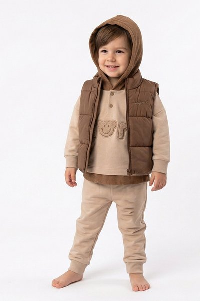OPI KIDS Kapüşonlu Sweatshirt & Şişme Yelek 3'lü Çocuk Takımı