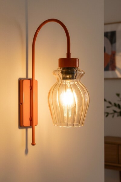 Bamyum Petal Honey Glass Orange Body Sconce Wall Lamp Modern Hotel Cafe Vintage Living Room Bedroom Staircase Retro