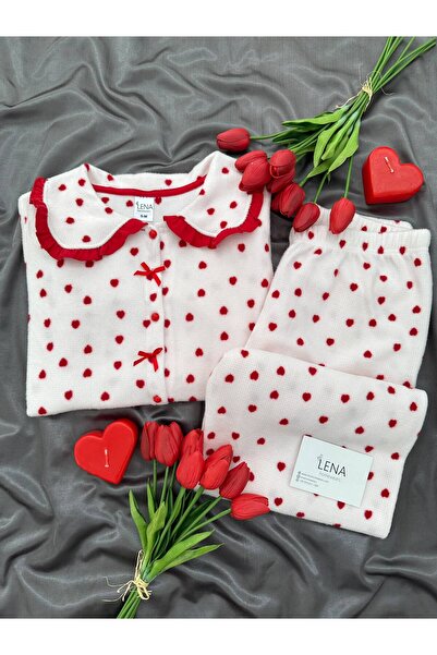 Lena Homewears Πιτζάμες βάφλας premium με μακρύ μανίκι, κουμπιά και γιακά με ...