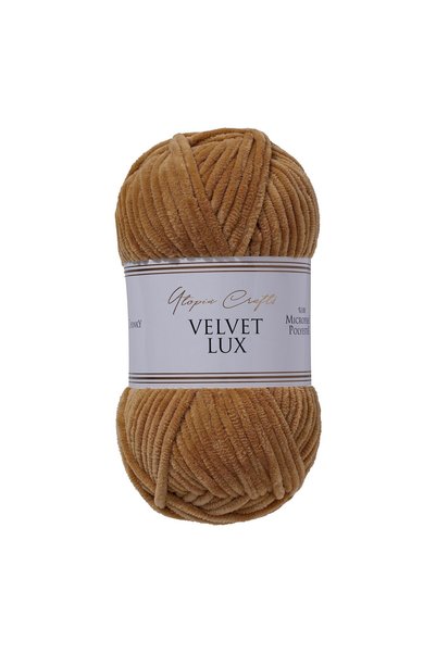 Utopia Crafts Velvet Lux 100gr Kadife Örgü İpi 110m - Sıcak Kahverengi