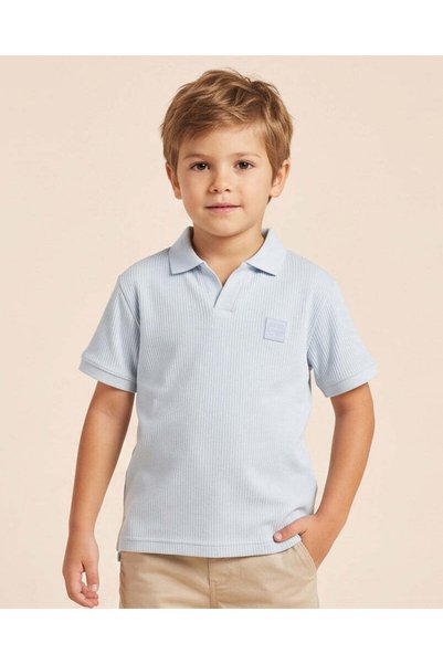 REDTAG Boys Blue Ribbed Polo Shirt