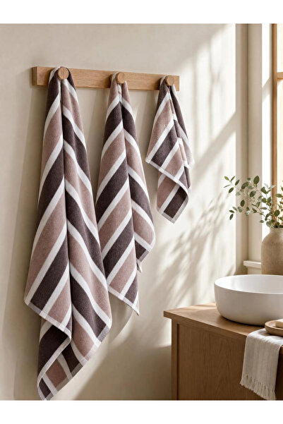 Styli مجموعة من 3 مناشف حمام ذات ملمس مميز - 34×34، 34×75، 70×140 سم