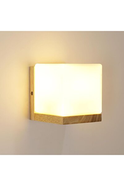 Dotail Aplică de perete, E27, 60W, 14 x 14 x 12 cm, Metal, Lemn și Sticlă, De...