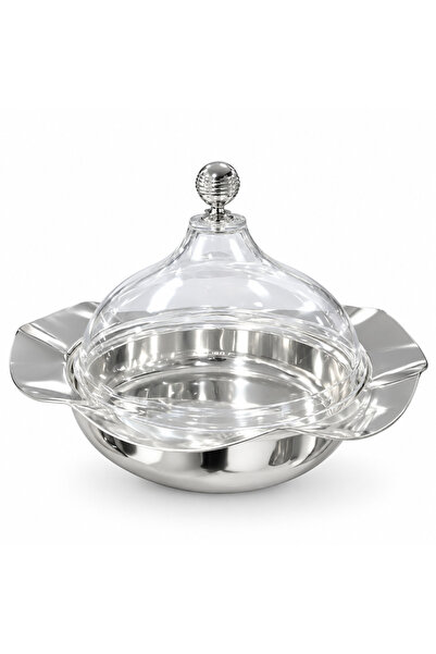 AKDC Metal Candy Bowl with Acrylic Lid Silver - 30cm
