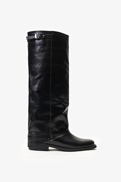 Louis Cardy Vestro Black Leather Women's Draped Boots