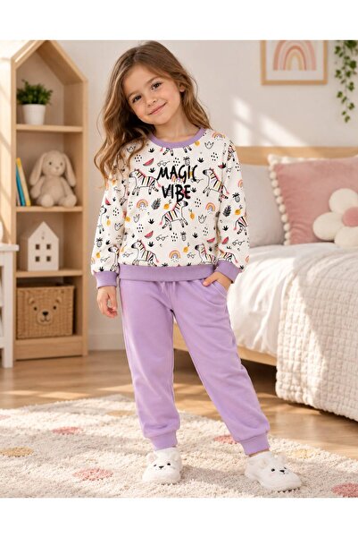 Alme ÇOCUK MAGIC VİBE ZEBRA METRAJ BASKILI U.KOL PİJAMA TAKIM