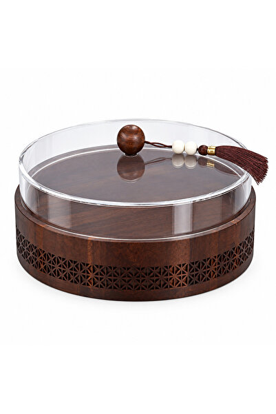 AKDC Wooden Candy Bowl with Acrylic Lid Brown - 25x10cm