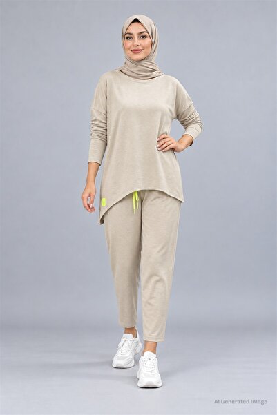 JANES Women's Two-Thread Viscose Two-Thread Fabric Double Suit with Arma Detail