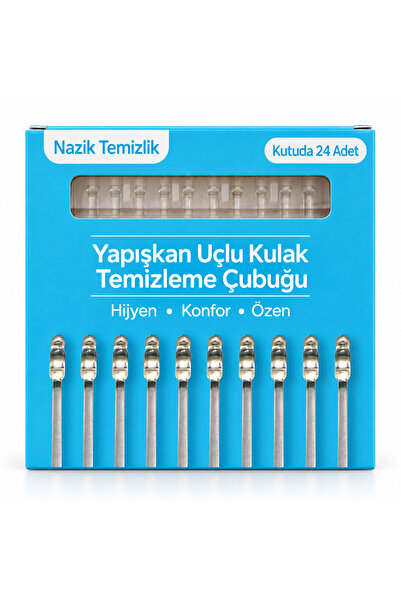 Yapışkan Uçlu Kulak Temizleme Çubuğu, Silikon Uçlu, 24 Adet