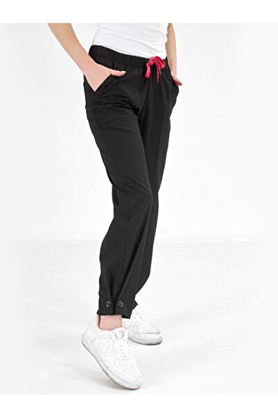 ÇİZGİ MEDİKAL Black Retro Women's Doctor Nurse Pants (Single Bottom) Luxury L...