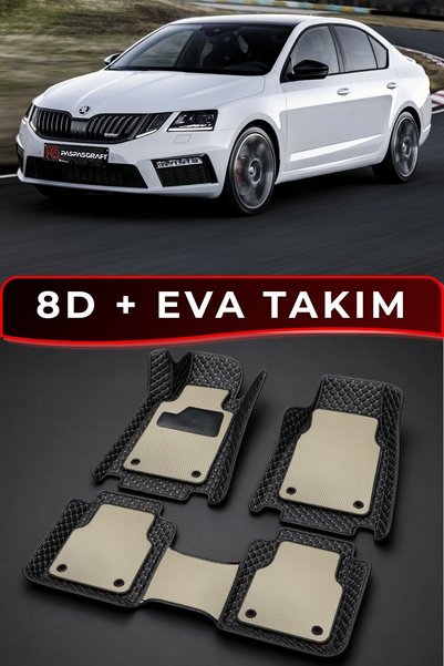 PASPASGRAFT Škoda Octavia Araca Özel 8D Deri Tam Kaplama + Premium Hücreli EV...
