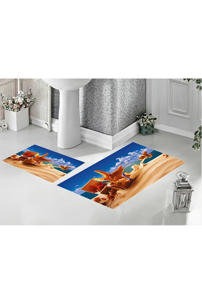 Paspas Galerisi Bath Mat Bathroom Rug Digital Printed Non-Slip Washable Set o...