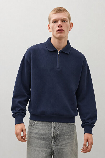 DAMGA JEANS Pulover pentru bărbați, cu croială confortabilă, cu fermoar, alba...