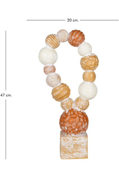 Herdekora Dekoratif Biblo Modern Stand Taşlı Kahverengi-Beyaz 20x42 Cm.