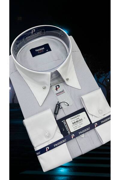 PASSERO Slim Fit İğneli İtalyan Yaka Likra