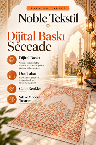Liriya Digital Printing Tok Base Soft Cream Non-Slip Base Prayer Mat 70X110