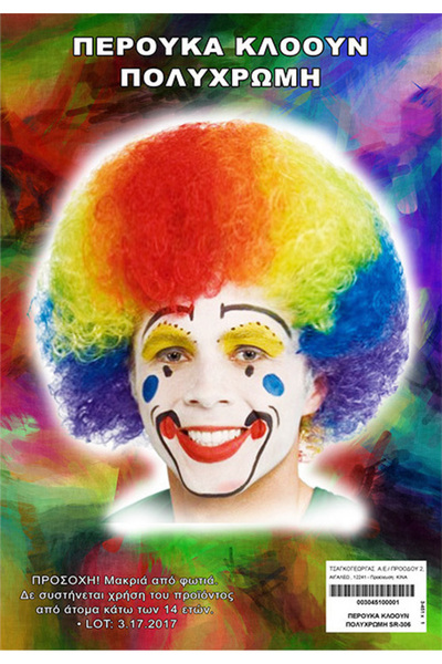 Carnavalista Καρναβαλική αφρο περούκα κλόουν πολύχρωμη 34510